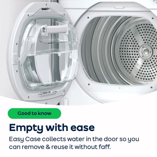 Candy Smart CSEH8A2LE Wifi Connected 8Kg Heat Pump Tumble Dryer - White - AO Annotation - Easy Case
